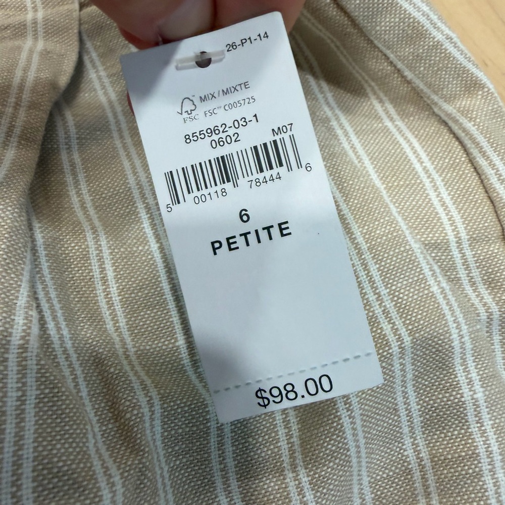 GAP Beige and White Vertical-Stripe Wide Leg Trousers - Picture 5 of 7